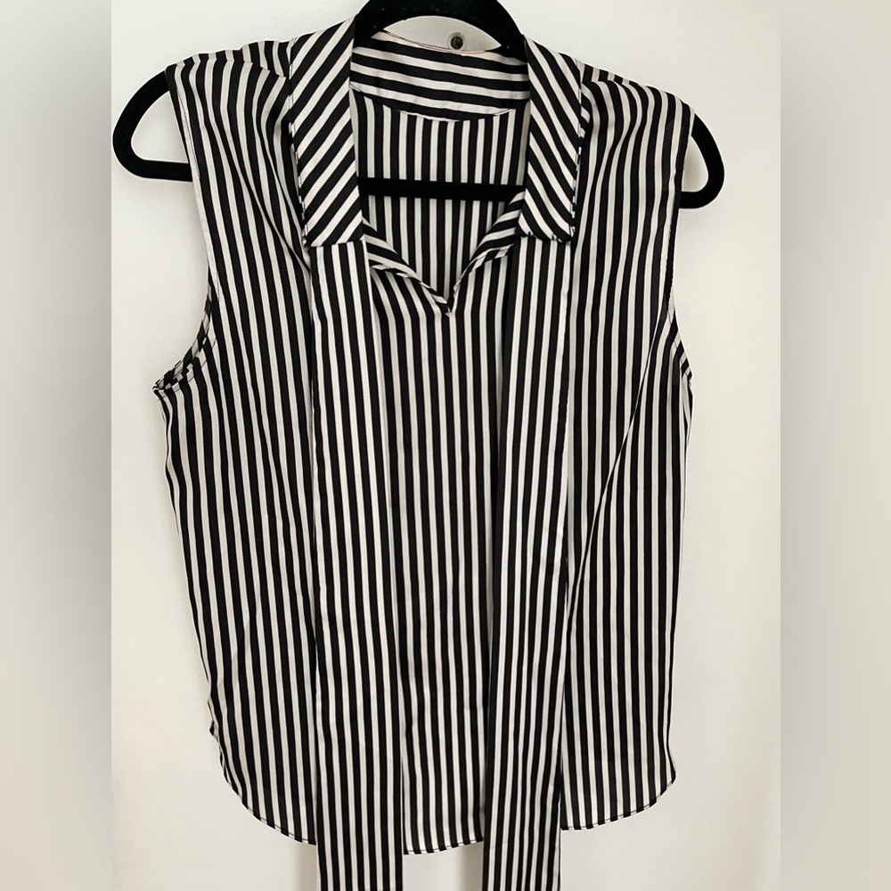 Black and white striped blouse